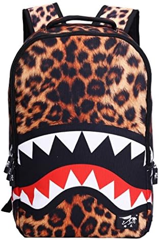 iMaySon 3D Skull Shark Leopard Face Print Backpack Teenager SchoolBag for Boys