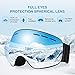 Mpow OTG Ski Goggles, Snowboard Skate Goggles, Over Glasses Ski Goggles for Men Women Youth, Snow Goggles with Interchangeable Anti-Fog Spherical Double Lens, UV400 Protection, Helmet Compatible