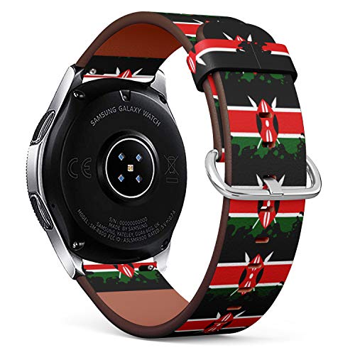 S-Type 18mm 20mm 22mm 24mm Quick Release Leather Bracelet Watch Band Strap Replacement Wristband Watch Band - Water Splash Design of Flag of Kenya
