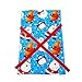 VZWraps North Pole Buddies Reusable Christmas Bag - Santa, Snowman, Reindeer on Blue Fabric (Standard 10 Inches Wide by 15 Inches High)