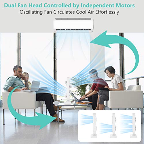 2020 New Portable Tower Fan, 10000mAh Cordless Oscillating Desk Fan with Dual Air Circulation System, 6-24H, Ultra Quiet Powerful Cooling Fan for Office, Home, Travel, Camping and Outdoor Activities - Thumbnail 2