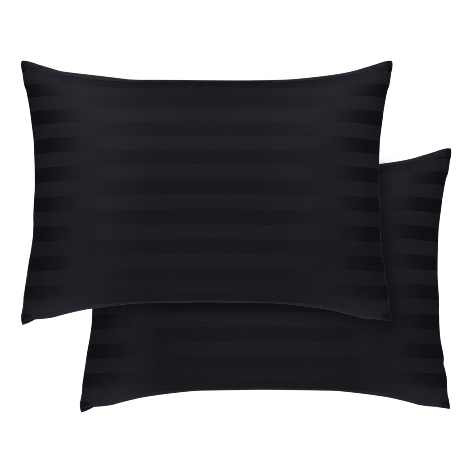 Hafaa Pillow cases 2 Pack - Black Stripe Pillow Cases Standard Size Pillow Protectors with Envelope Closure Soft & Comfortable Bed Pillows Cover