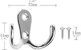 Yesmin 4 Pcs Double Prong Robe Hooks Wall Mounted Silver Coat Hooks view 2