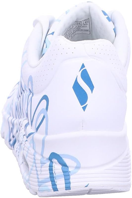 Donna Uno Spread The Love Trainers, White Duraleather/Blue Heart Print Trim, 38 EU