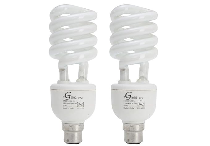 Glean ISO 9001 2008 Certified CFL Spiral Bulbs (White, 27 W) - Pack of 2