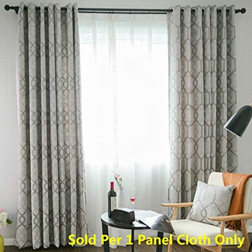 WPKIRA Lattice Embossed Semi-Blackout Curtains Solid Chenille Grommet Curtains for Bedroom European Style Simple Curtain Thicken Fabric Noise Reducing Window Treatment Drape 1 Panel W40 x L63 inch