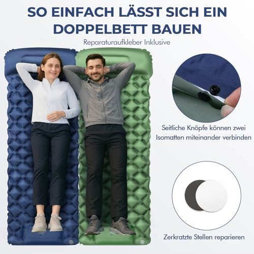 Camping Luftmatratze,Ultraleichte,195cm*60cm Mit Aufblasbarem