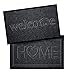 Indoor Outdoor Welcome Mat Set of 2, 29.5 x 17in Front Door Mat, Ribbed Floor Mat with Rubber Backing, Indoor Outdoor Rug in Home & Welcome Design, All Weather Rugs for Entryway, Kitchen Rugs and Mats