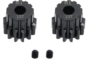 ADORLY 2Pcs Machined Hardened Steel 13T Motor Pinion Gear for 1/8 Traxxas Sledge Replace 6483X (1.0 Metric Pitch) (fits 5mm Shaft) Upgrade Parts