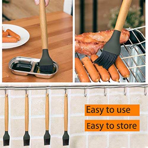 Picowe 3 Pack Basting Brush, 9.4" Silicone Pastry Brush with Beech Wood Handle, Use for BBQ Grill Barbecue Baking Kitchen Cooking, Spread Brush Pastries Cakes Meat Desserts - Thumbnail 4