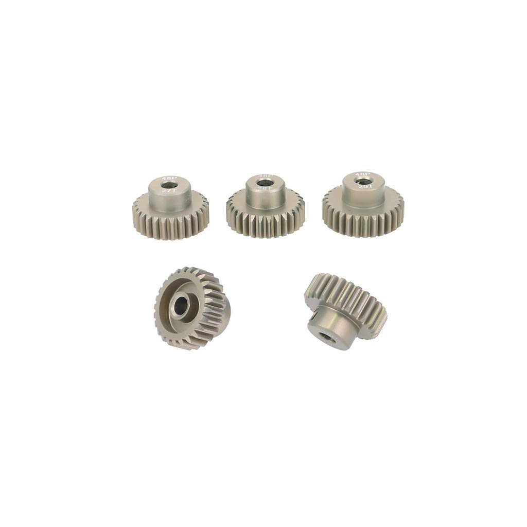 DollaTek 5PCS 48DP 26T 27T 28T 29T 30T Pinion Motor Gear Combo Set for 1/10 Rc Car Brushed Brushless Motor
