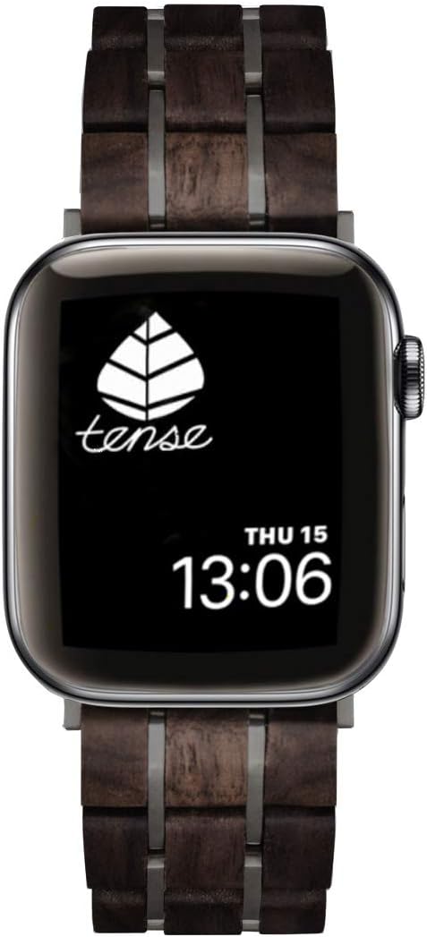 TenseTENSE // Wooden strap 41 mm for Apple Watch Series 8 (compatible 40 mm 38 mm) Leadwood/Dark