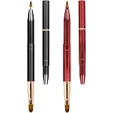 Unaone 2 Pack Lip Brush for Lipstick, Retractable Lip Brushes, Dual-ended Makeup Brush for Lipstick Lip Gloss, Include Lid