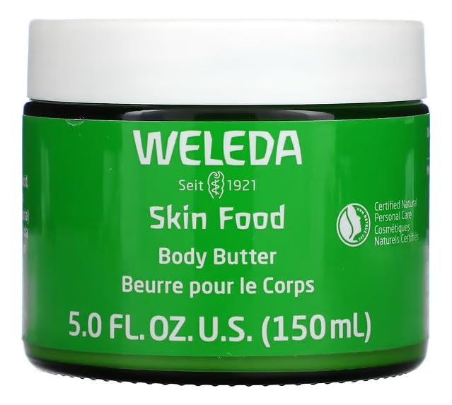 Weleda Skin Food Body Butter 5 Fluid Ounce, Sustainable Glass Jar, Plant Rich Hydrating Moisturizer with Shea and Cocoa Butter, Sweet Almond Oil and Pansy
