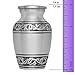 Mini Keepsake Urn • Miniature Funeral Cremation Urn fits Small Amount of Ashes • Lauriers Silver Model • 3 inches Tall