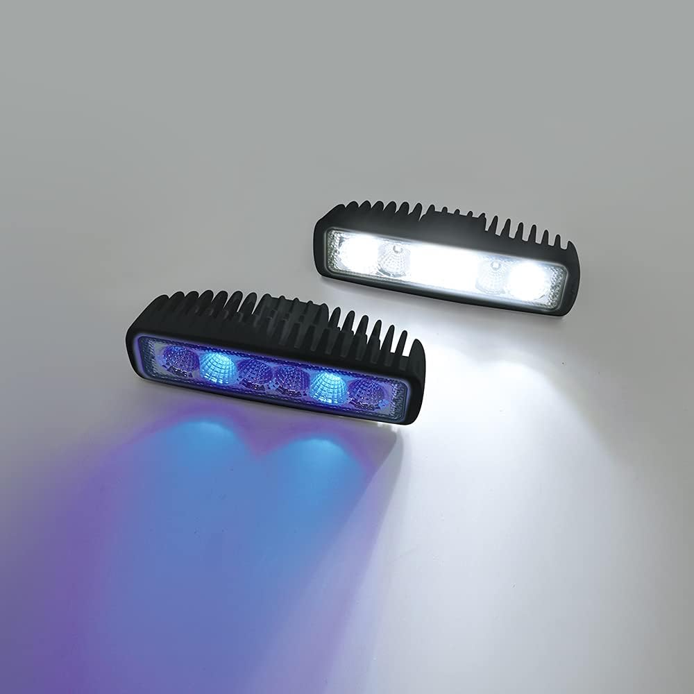 Waterproof 12/24V Marine LED Spreader Flood Deck Light Dual Color (Blue & White) Dock Lights 6.3 Inch Length for Boat IP67 DC 10~32V Led Bar for Yacht T-Top Pontoon Ship Vessel, Black Housing, 2 Pack: Automotive