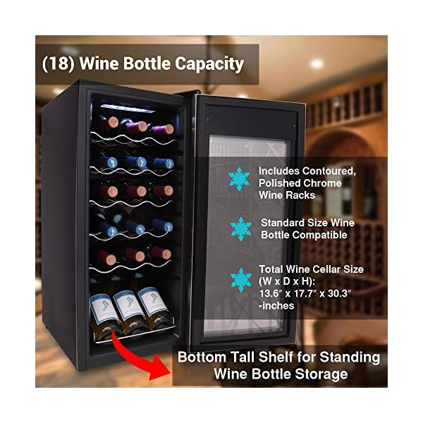 18-Bottle-Wine-Cooler-Refrigerator-White-Red-Wine-Fridge-Chiller-Countertop-Wine-Cooler-Freestanding-Compact-Mini-Wine-Fridge-18-Bottle-wDigital-Control-Stainless-Steel-Door-NutriChef-PKCWC18