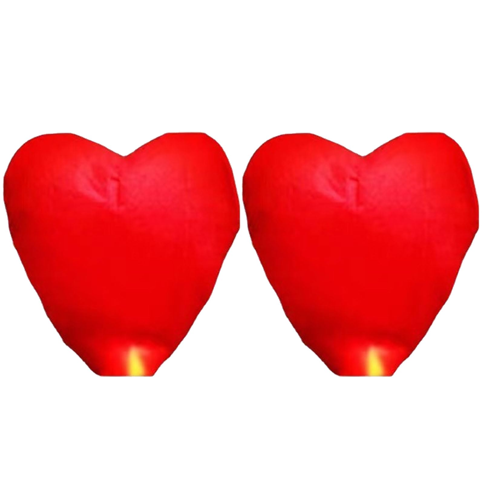 AYNKH 2 Pack Red Heart Shape Sky Lanterns, Fireproof Paper Lantern, Lantern Symbolizing Love and Happiness, for Memorable Day, Festival, Wedding, Party