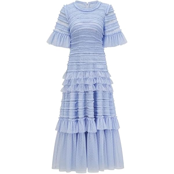 ワンピース Cutwork Embroidery Angel Sleeve Dress Women's Angel Sleeve O-Ring Cutout Maxi Dress | Women's