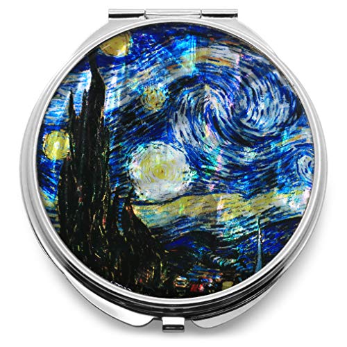 Compact-Makeup-Mirror-Cosmetic-Korean-Mother-of-Pearl-Lacquered-Vincent-Van-Gogh-The-Starry-Night-Blue-2