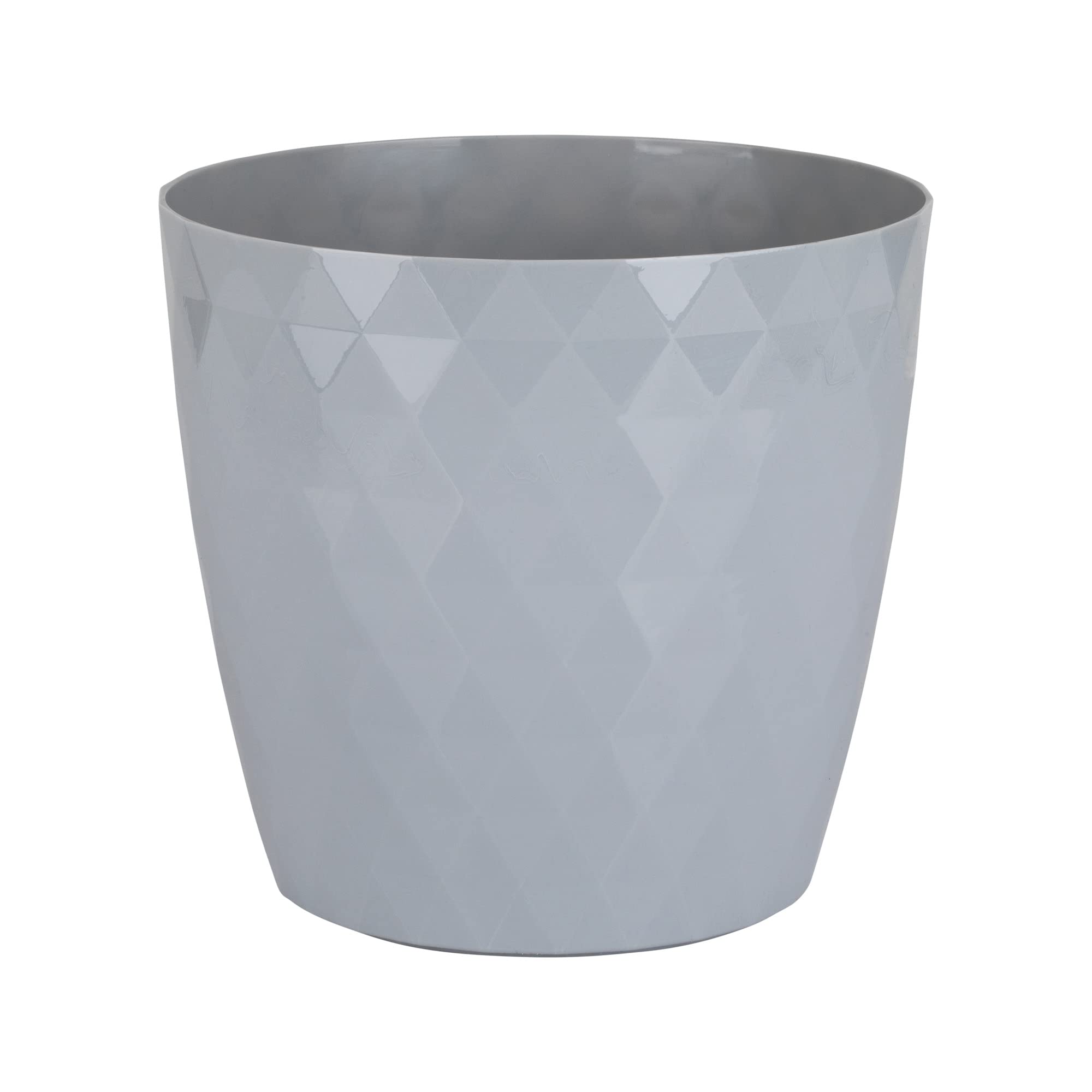 Home Garden Ornaments Plant Pots Indoor, Indoor Plant Pot - Decorative Plastic Flower Pots with Glossy Crystal Surface (Diameter: 12cm, Colour: Grey)