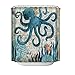Ezlif Turquoise Octopus and Coral Seaweed Map Home Decor Shower Curtain, 70” x 70” Polyester Waterproof Bathroom Shower Curtains Liner with 12 Rust Proof Hooks