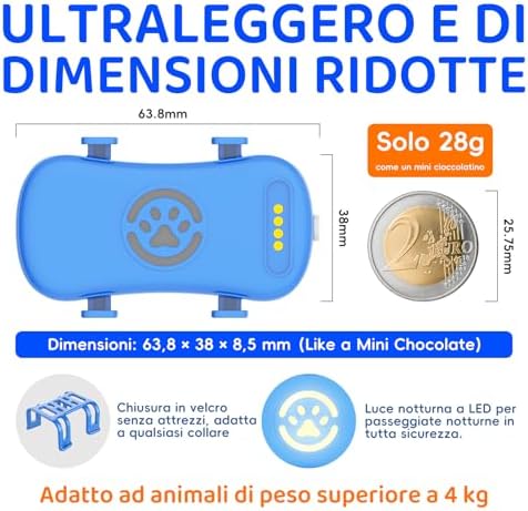 Localizzatore gps per cani,4G gps gatto, più avvisi intelligenti