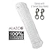 ALAZCO 80 ft. Extra Strong Diamond Braid Polypropylene Multi-Purpose Flag Line Rope - Weather Resistant Shock Absorbent Heavy Duty Poly 1/4’’ Thick – Comes with 2pc Swivel Snap Hooks