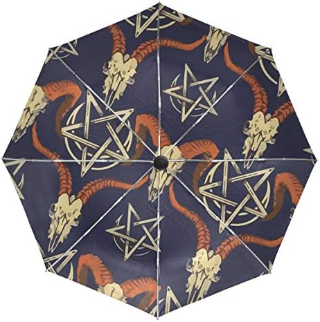 Satan Baphomet Sheep Head Demon Sun&Rain Automatic Umbrella Windproof Travel UV