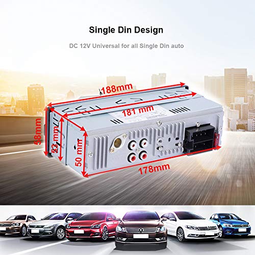 Single Din Car Stereo Receiver with Bluetooth Handsfree Calls,7 Colors Backlight&LCD Player Multimedia Car Stereo for Car,Bluetooth/USB/SD/AUX/FM MP3 Player Wireless Remote Control Phone Charge Radio