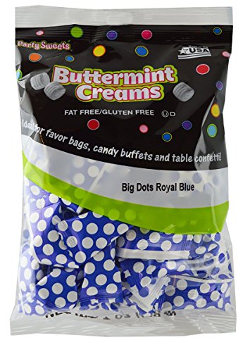 Party Sweets Big Dots Royal Blue Buttermints by Hospitality Mints, Appx 300 mints, 7-Ounce Bags (Pack of 6)