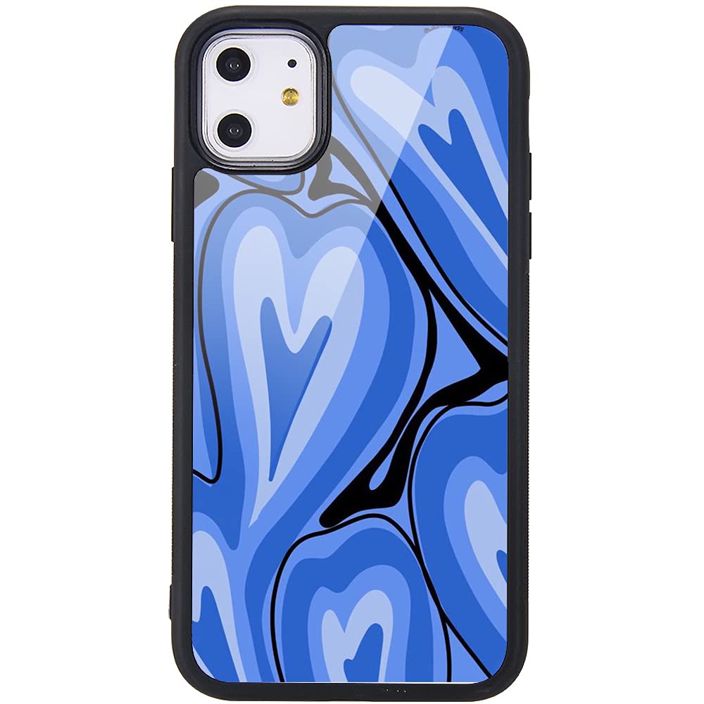 MAYCARI for iPhone 11 Pro Case Abstract Blue Love Pattern Design Hard Back Case with Soft TPU Bumper for Girls Children Women Protective Phone Case for iPhone 11 Pro — image 1