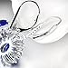 925 Sterling Silver Snowflake Flower Blue Sapphire &White Cz Leverback Dangle Earring