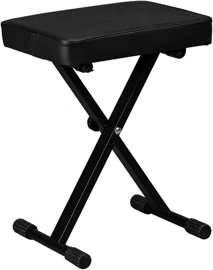 X Style Adjustable Padded Keyboard Bench Piano Bench Stool Seat for Kids and Adults, Black