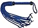 Prairie Horse Supply Premium Quality Leather and Suede Small Whip, Bull Whip, 9 Genuine Leather Braided Tails, Extra Long Handle Wrapped in Leather and Suede, with 2 Turkhead Knots (Blue Black)