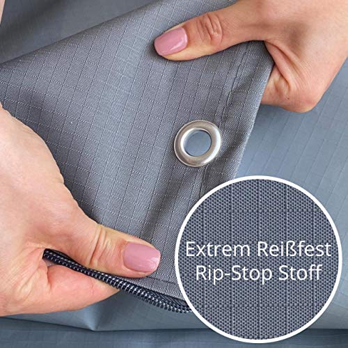 SANZARO Strandkorb Schutzhülle winterfest 165 cm XXL passend für 160 breit | RipStop-Technologie mit 600D Oxford Stoff… – Bild 6