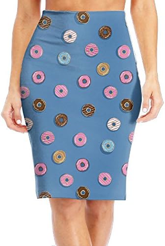 Funfu Sweety Doughnut Casual Women Stretchy Bodycon Skirt Pencil Mini Skirts Tight