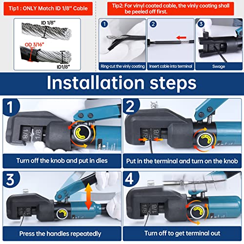 Muzata 45KN Upgraded Custom Hydraulic Hand Crimper Tool for 1/8