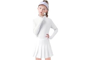 Soneven Girls Long Sleeve Golf Polo Shirts Quick Dry UPF50+ Equestrian Tennis Tops with Thumb Holes for Age 5-16 Years