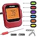 Digital Meat Thermometer, Wireless Bluetooth Meat Thermometer with Probe & Metal Clip Smart BBQ Oil Thermometer Deep Fry APP Monitor Remote Controlled for Grilling Cooking Oven Kitchen Smoker (Red)