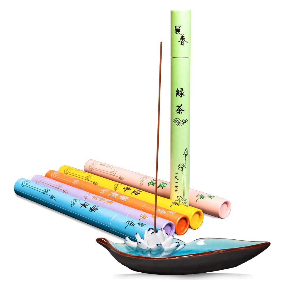 Corciosy Aromatherapy 270 Sticks Morning Star Incense Sandalwood Lavender Jasmine Green Tea Rose Ocean Fills The Room with The Perfect Aroma - 100% Natural - Lasts 40+ Minutes(6 Boxes)