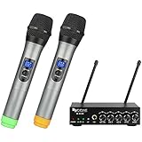 Fifine UHF Dual Channel Wireless Handheld Microphone, Easy-to-use Karaoke Wireless Microphone System. (K036)