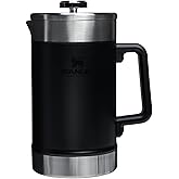 STANLEY Stay-Hot French Press, Black 2.0 | Insulated Stainless Steel Coffee Maker | Up to 4 Hours Hot and 9 Hours Cold | Mesh Filter for Coffee Grounds | BPA-Free