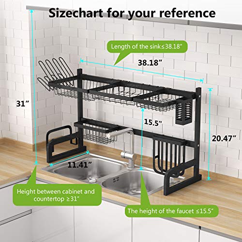 Over The Sink Dish Drying Rack - 1Easylife Adjustable 2-Tier Large Dish Dryer Rack for Kitchen Organizer Storage Space… - Image 3