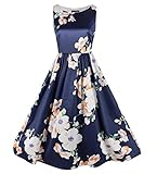 NINEWE Vintage 1950's Floral Spring Garden Party Picnic Dress Party Cocktail Dress