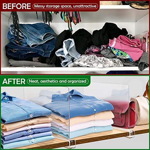 8 Pack Clear Acrylic Shelf Dividers | Adjustable Closet Organizer For Shelves | No-Tool Installation - View #7