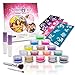 Glitter Tattoo Kit - Amazing Gift Idea for Girls (15 X-Large Color Jars, 32 Temporary Tattoos Stencils, 2 Glue Applicator & 2 Cosmetic Brushes) Hypoallergenic, Waterproof and Easy to Apply
