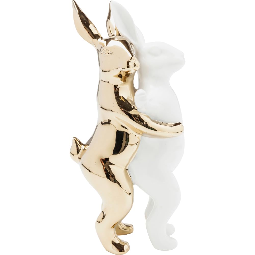 Kare Design Decorative figurine Hugging Rabbits Medium, White, 25x15x12 cm, Decorative object, Design, Home decor, Ceramic, Modern, Home design, Interior, Decoration, Home trend, Gift, Living room