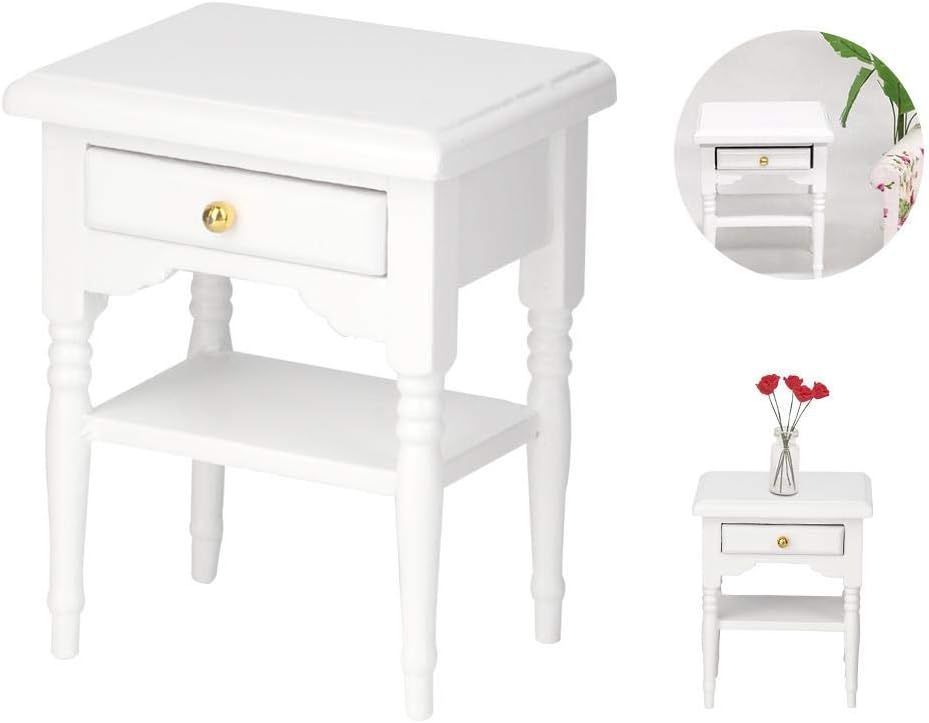 Mini Bedside Table, 112 White Mini Bedroom Furnishing Articles Wooden