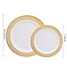 WDF 60PCS Heavyweight White with Gold Rim Wedding Party Plastic Plates,Gold Plastic Plates 30-10.25inch Dinner Plates and 30-7.5inch Salad Plates